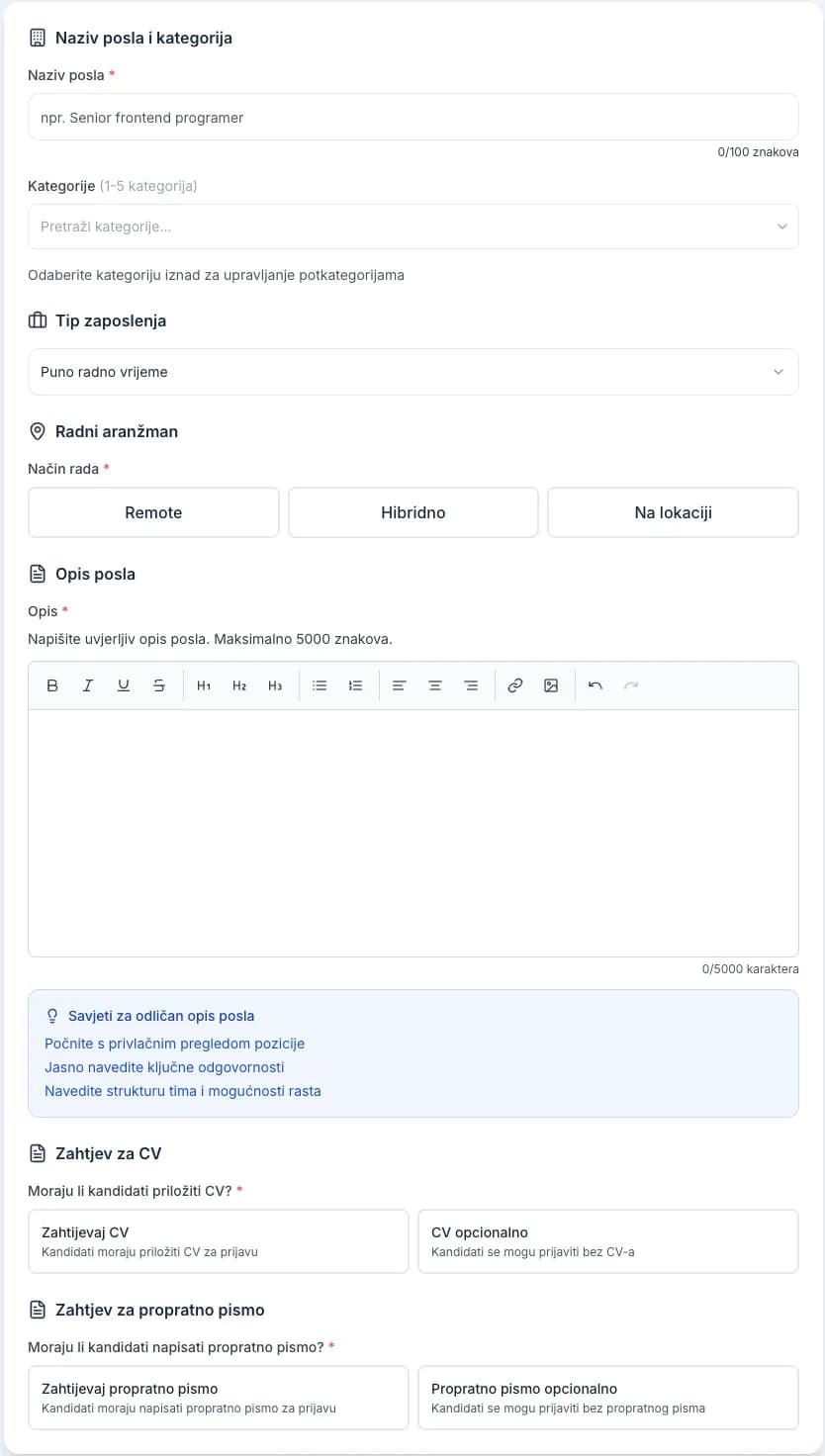 The Step 1 Job Details form