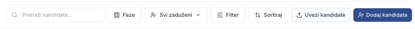 The pipeline search, stage and assignee filters